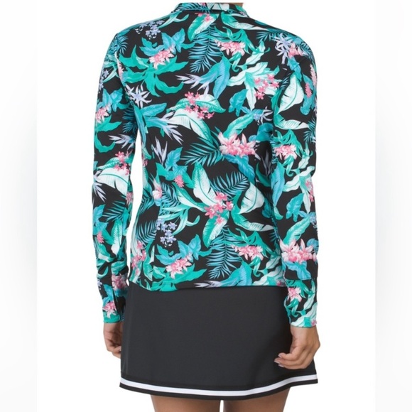 TOMMY BAHAMA Floral Quarter Zip Golf Long Sleeve Top Tropical UPF 50 Quick Dry S - Picture 3 of 10